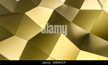 Gold Oberfläche Low Poly futuristischen Hintergrund. 3D-Darstellung Stockfoto