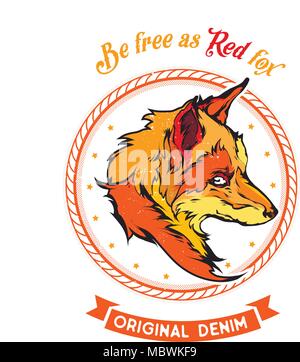 Red fox Kopf Emblem Stock Vektor