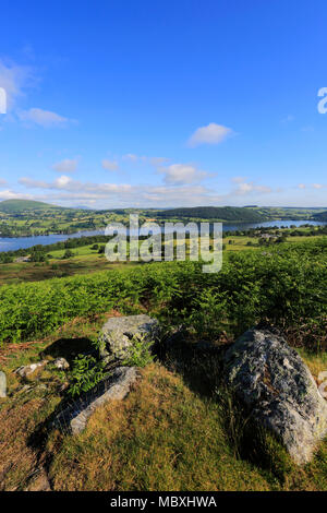 Anzeigen von Ullswater von Arthurs Hecht fiel, Martindale, Nationalpark Lake District, Cumbria County, England, Großbritannien Stockfoto