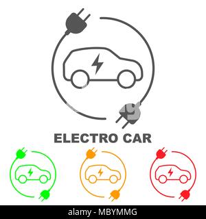 Symbole von Elektroautos, Vektor. Die Angabe der Ladestand der Batterie in das Elektroauto Stock Vektor