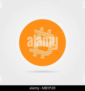 Orange bitcoin Logo mit Schatten Stock Vektor