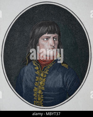 General Napoleon Bonaparte (1769-1821). Erste Konsul, für das Leben. Gravur, 19. Porträt. Stockfoto