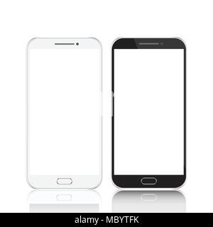 Smartphones Schwarz und Weiß. Smartphone isoliert. Vector Illustration Stock Vektor