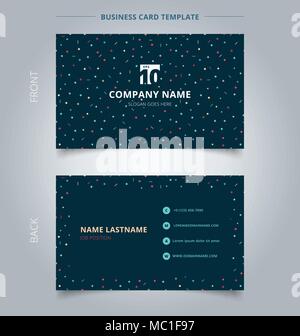 Creative Business Card und Name Karte Vorlage einfache geometrische Dreiecke, Quadrate, Kreise bunte auf dunklem Hintergrund. Abstraktes und Commercia Stock Vektor