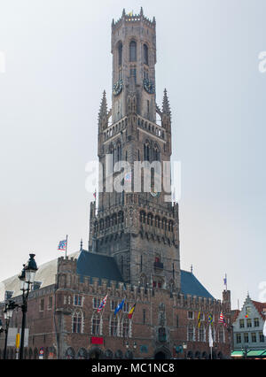 Der Belfried von Brügge, mittelalterliche Glockenturm im Market Center, Brügge, Belgien Stockfoto