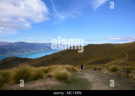 Trekking zum Isthmus Peak Anschluss in der Nähe von Wanaka, Südinsel, Neuseeland Stockfoto