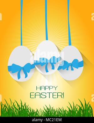 Ostern Hintergrund mit Eiern und Farbband Stock Vektor