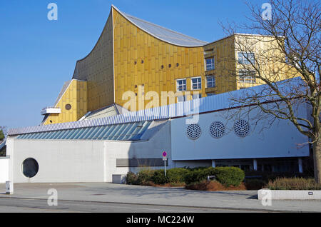 Die Berliner Philharmonie, die Heimat der Berliner Philharmoniker, der Architekt Hans Scharoun, West Höhe und Main Concert Hall Stockfoto