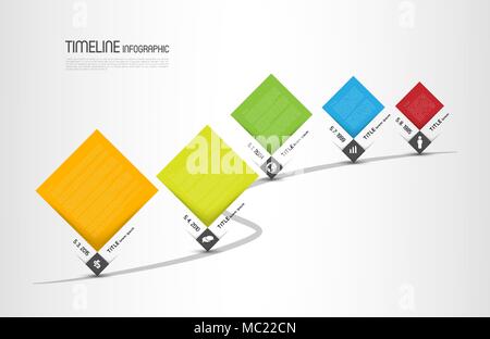 Timeline Infografik Vorlage mit Symbolen Stock Vektor