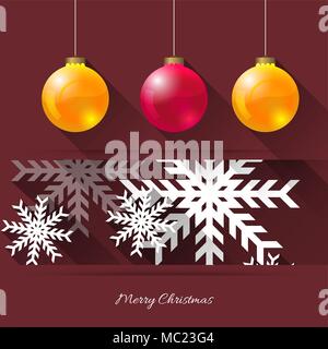 Abstrakte Weihnachten Hintergrund mit Schneeflocken und Weihnachtskugeln Stock Vektor