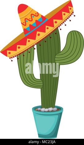 Der nopal Kaktus im Topf mit Mexican Hat Stock Vektor