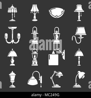 Lampe Icons Set grau Vektor Stock Vektor