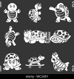 Happy turtle Icons Set grau Vektor Stock Vektor