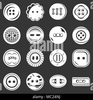Kleidung Button Icons Set grau Vektor Stock Vektor