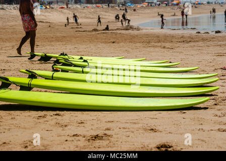 Surfbretter am Strand. bis in den Sand gezeichnet Stockfoto