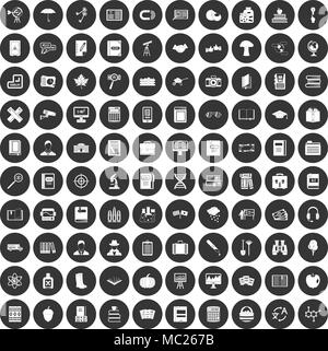 100 buch Icons Set schwarz Kreis Stock Vektor