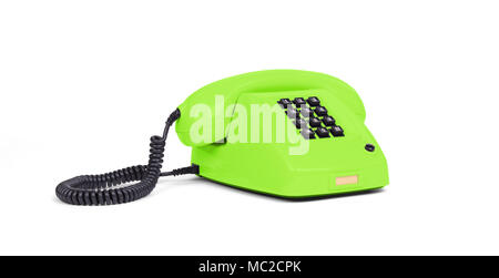 Vintage grüne Telefon mit einem weißen Hintergrund. Stockfoto