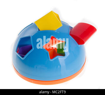 Shape Sorter. Childs Spielzeug shape Sorter auf Hintergrund Stockfoto