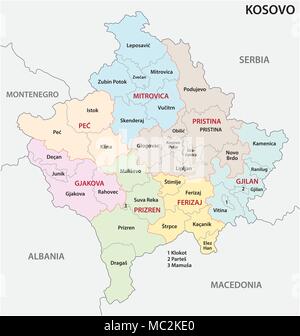 Kosovo administrative und politische Vektorkarte Stock Vektor