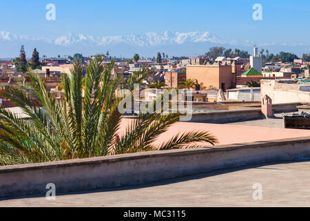 Marrakesch Antenne Panoramablick. Marrakesch ist eine Stadt in Marokko. Stockfoto