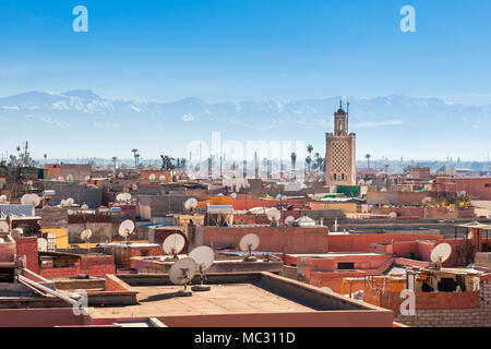 Marrakesch Antenne Panoramablick. Marrakesch ist eine Stadt in Marokko. Stockfoto