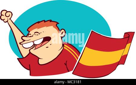 Fußball-Fan mit National Flagge Cartoon Stock Vektor