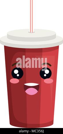 Soda in Kunststoffbehälter kawaii Charakter Stock Vektor