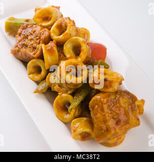 Squid. Chinesische gebratenen Tintenfisch Asien Essen Stockfoto