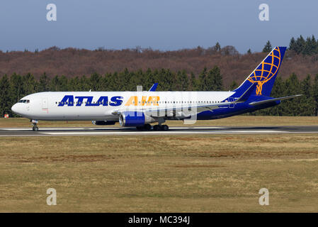 Hahn/Deutschland: Boeing 767 von Atlas am Hahn/Deutschland 28.03.2017 Stockfoto