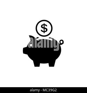 Piggy Bank Symbol. Piktogramm der kässeli Flat Style Stock Vektor