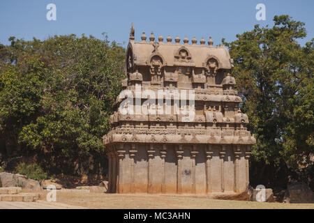 Asien, Indien, Tamil Nadu, Mamallapuram, Ganesha Ratha Stockfoto