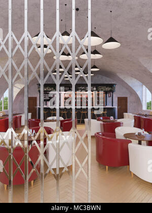 Konzept 3D-Illustration, Interior Design Cafe Stockfoto