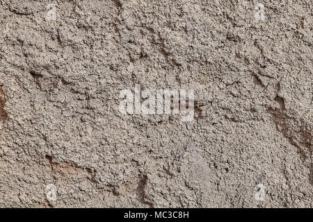 Die vertikale Fläche der Zaun an der Wand mit groben Kalkputz der grauen Farbe, Textur für Hintergrund. Stockfoto