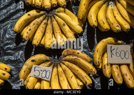 Bananen auf dem Lebensmittelmarkt, Goroka, Eastern Highlands Provinz, Papua Neu Guinea Stockfoto