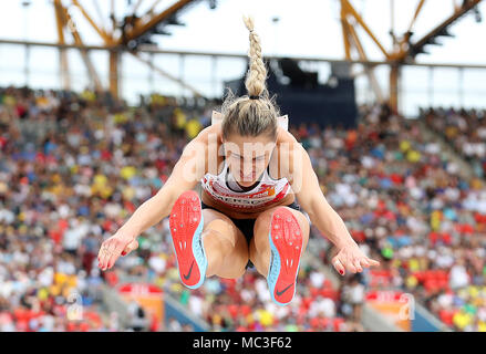 England's Niamh Emerson konkurriert im Siebenkampf der Frauen Weitsprung am Carrara Stadion bei Tag neun der Commonwealth Games 2018 in der Gold Coast, Australien. PRESS ASSOCIATION Foto. Bild Datum: Freitag, 13. April 2018. Siehe PA Geschichte COMMONWEALTH Athletik. Foto: Martin Rickett/PA-Kabel. Einschränkungen: Nur für den redaktionellen Gebrauch bestimmt. Keine kommerzielle Nutzung. Kein Video-Emulation. Stockfoto