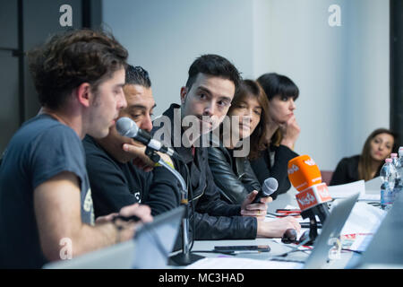 Roma, Italien. 12 Apr, 2018. Pressekonferenz der fünften Ausgabe des # unomaggiotaranto 2018 Veranstaltung, die in Taranto am Tag der Gutschrift stattfinden wird: Matteo Nardone/Pacific Press/Alamy leben Nachrichten Stockfoto