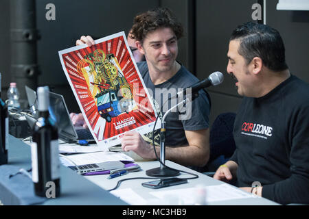 Roma, Italien. 12 Apr, 2018. Pressekonferenz der fünften Ausgabe des # unomaggiotaranto 2018 Veranstaltung, die in Taranto am Tag der Gutschrift stattfinden wird: Matteo Nardone/Pacific Press/Alamy leben Nachrichten Stockfoto