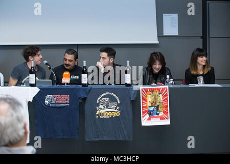 Roma, Italien. 12 Apr, 2018. Pressekonferenz der fünften Ausgabe des # unomaggiotaranto 2018 Veranstaltung, die in Taranto am Tag der Gutschrift stattfinden wird: Matteo Nardone/Pacific Press/Alamy leben Nachrichten Stockfoto