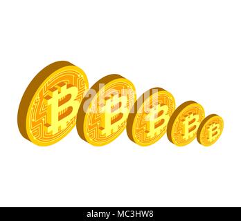 Herbst bitcoin. Senkung der Preise für die crypto Währung. Krise Cryptocurrency Stock Vektor