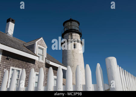 Das Highland Light ist ein aktiver Leuchtturm 1797 auf der Cape Cod National Seashore in North Truro, Massachusetts gebaut. Stockfoto