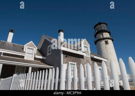 Das Highland Light ist ein aktiver Leuchtturm 1797 auf der Cape Cod National Seashore in North Truro, Massachusetts gebaut. Stockfoto