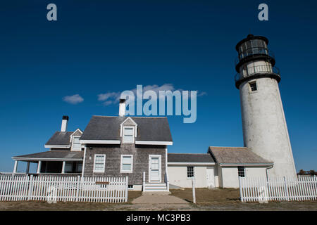 Das Highland Light ist ein aktiver Leuchtturm 1797 auf der Cape Cod National Seashore in North Truro, Massachusetts gebaut. Stockfoto