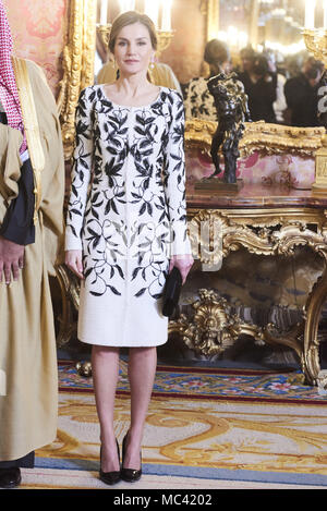 Madrid, Madrid, Spanien. 12 Apr, 2018. Queen Letizia von Spanien, König Felipe VI. von Spanien an einem Mittagessen mit Mohammed Bin Salman Bin Abdulaziz Al-Saud, Kronprinz des Königreichs Saudi-Arabien am 12. April 2018 in Madrid, Spanien Credit: Jack Abuin/ZUMA Draht/Alamy leben Nachrichten Stockfoto