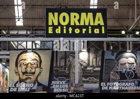 April 12, 2018 - Barcelona, Katalonien, Spanien - Stand der Norma Editorial. Eröffnung der 36. Barcelona International Comic Messe vom 12.-15. April 2018 in Fira Barcelona MontjuÃ¯c. (Bild: © Paco Freire/SOPA Bilder über ZUMA Draht) Stockfoto