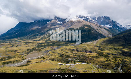 Hotel Las Torres Patagonien und Hosteria Las Torres, Torres del Paine Nationalpark, Patagonien, Chile Stockfoto