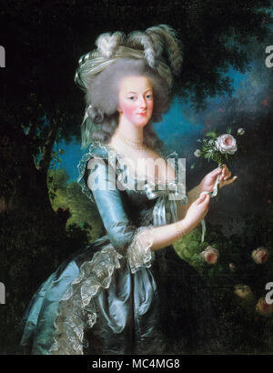 Elisabeth Louise Vigee Lebrun, Marie-Antoinette mit der Rose 1783 Öl auf Leinwand. Schloss von Versailles, Frankreich. Stockfoto