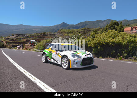 Teneriffa, Spanien - 24. März 2018: Citroen DS Rally Car in Subida a los Loros Rallye Rennen in Teneriffa, Kanarische Inseln, Spanien. Stockfoto