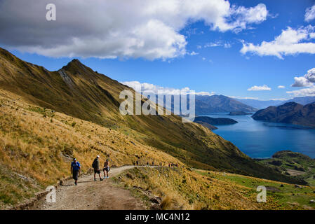 Blick auf Lake Wanaka von Roy's Peak, Wanaka, Neuseeland Stockfoto