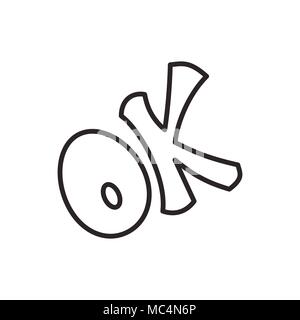 Wort symbol ok, outline Style Stock Vektor
