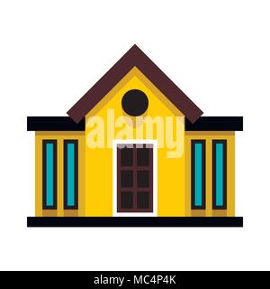 Yellow Cottage mit schmalen Fenstern Symbol Flat Style Stock Vektor